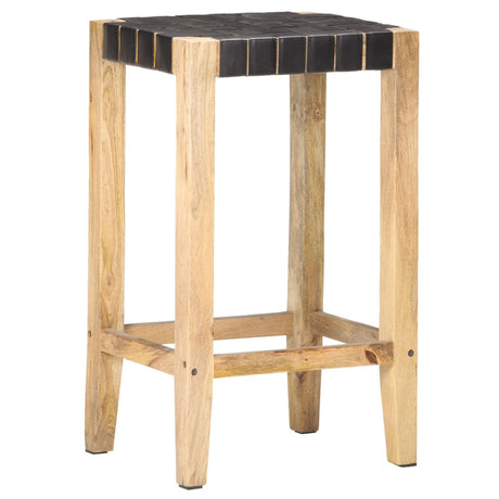 Bar Stools 2 Pcs Real Leather