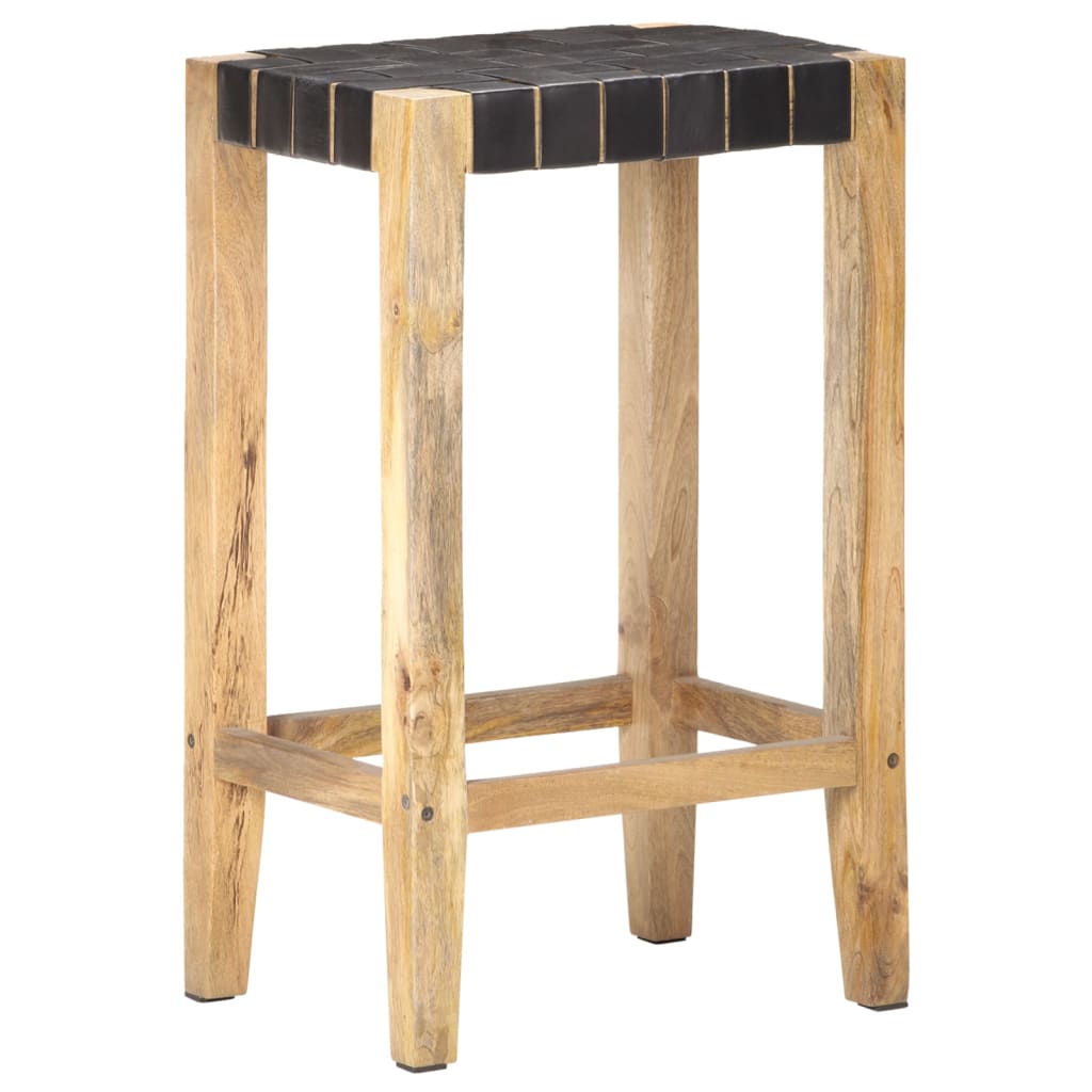 Bar Stools 2 Pcs Real Leather