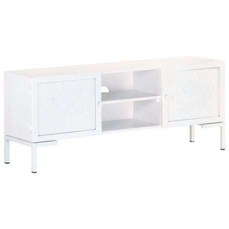 Tv Cabinet White 115X30X46 Cm Solid Mango Wood