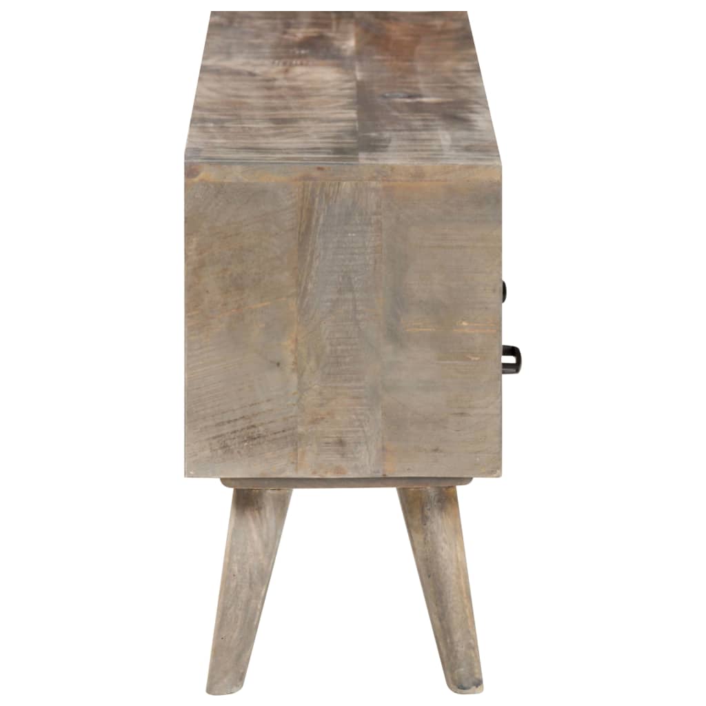 Tv Cabinet Grey 130X35X51 Cm Solid Rough Mango Wood