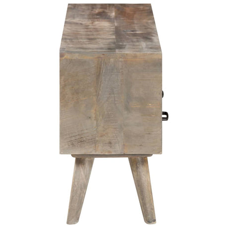 Tv Cabinet Grey 130X35X51 Cm Solid Rough Mango Wood