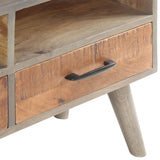 Tv Cabinet Grey 130X35X51 Cm Solid Rough Mango Wood