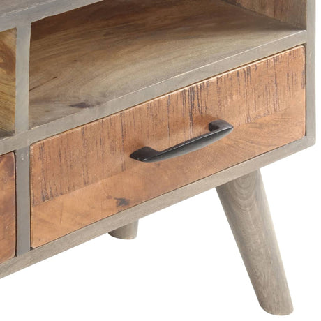 Tv Cabinet Grey 130X35X51 Cm Solid Rough Mango Wood