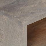 Tv Cabinet Grey 130X35X51 Cm Solid Rough Mango Wood