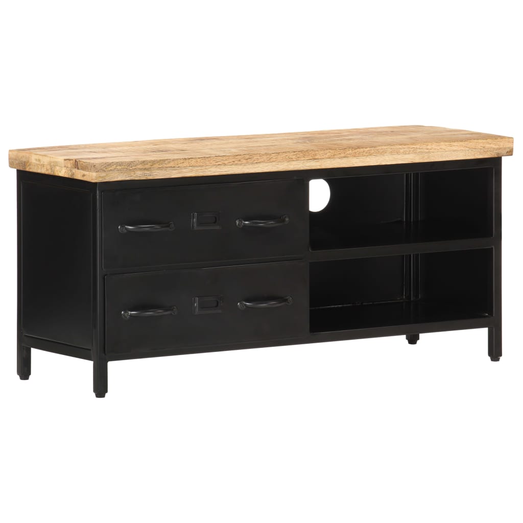 Tv Cabinet 90X30X41 Cm Rough Mango Wood