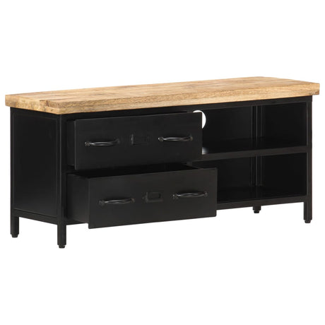 Tv Cabinet 90X30X41 Cm Rough Mango Wood