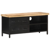 Tv Cabinet 90X30X41 Cm Rough Mango Wood