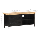 Tv Cabinet 90X30X41 Cm Rough Mango Wood