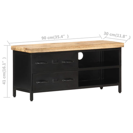 Tv Cabinet 90X30X41 Cm Rough Mango Wood
