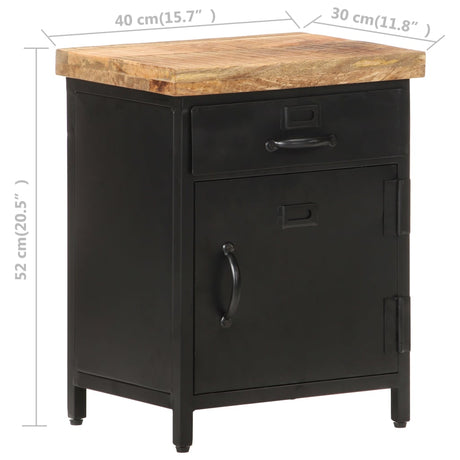 Bedside Cabinet 40X30X52 Cm Rough Mango Wood