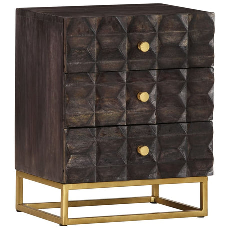 Bed Cabinet Black Solid Mango Wood