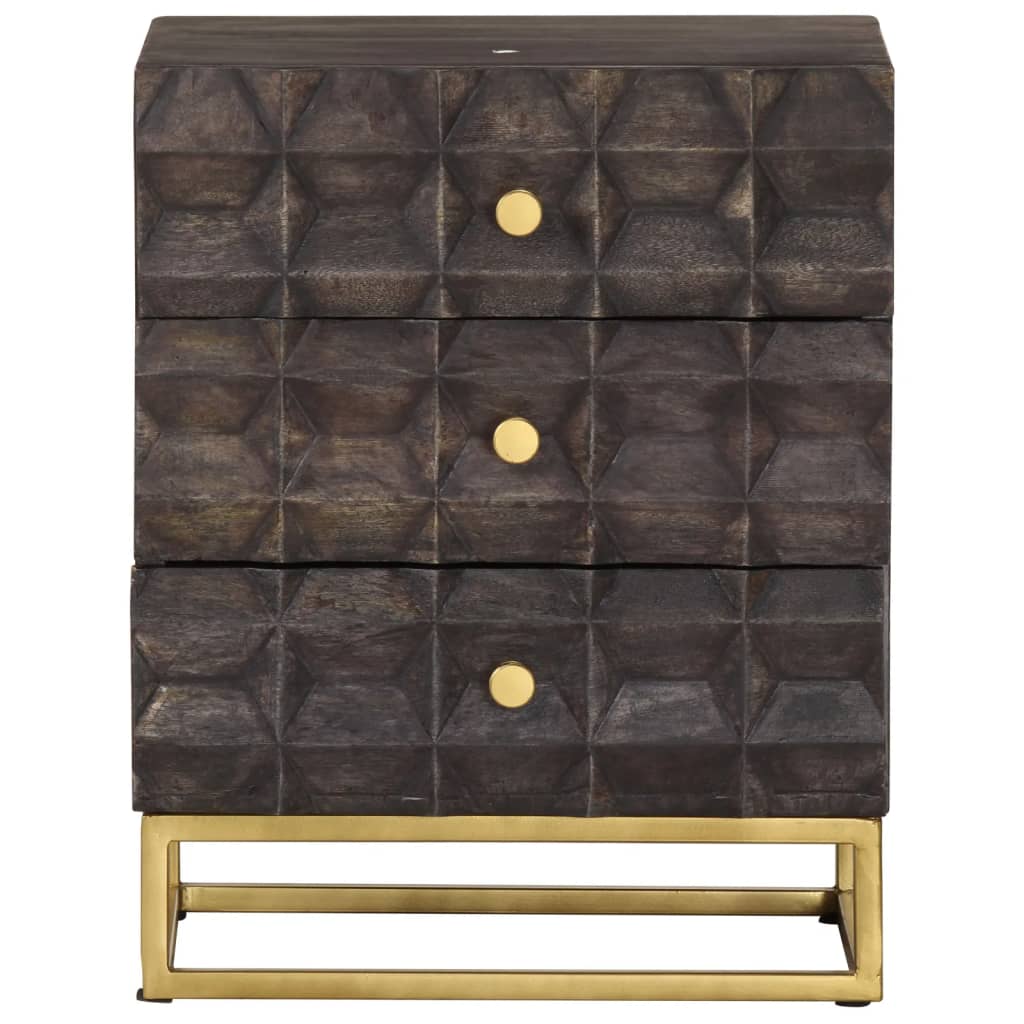 Bed Cabinet Black Solid Mango Wood