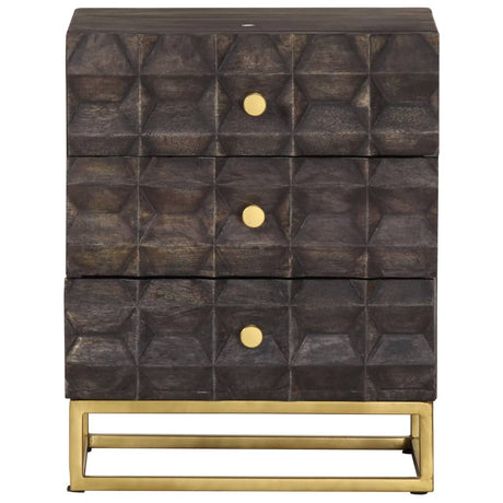 Bed Cabinet Black Solid Mango Wood