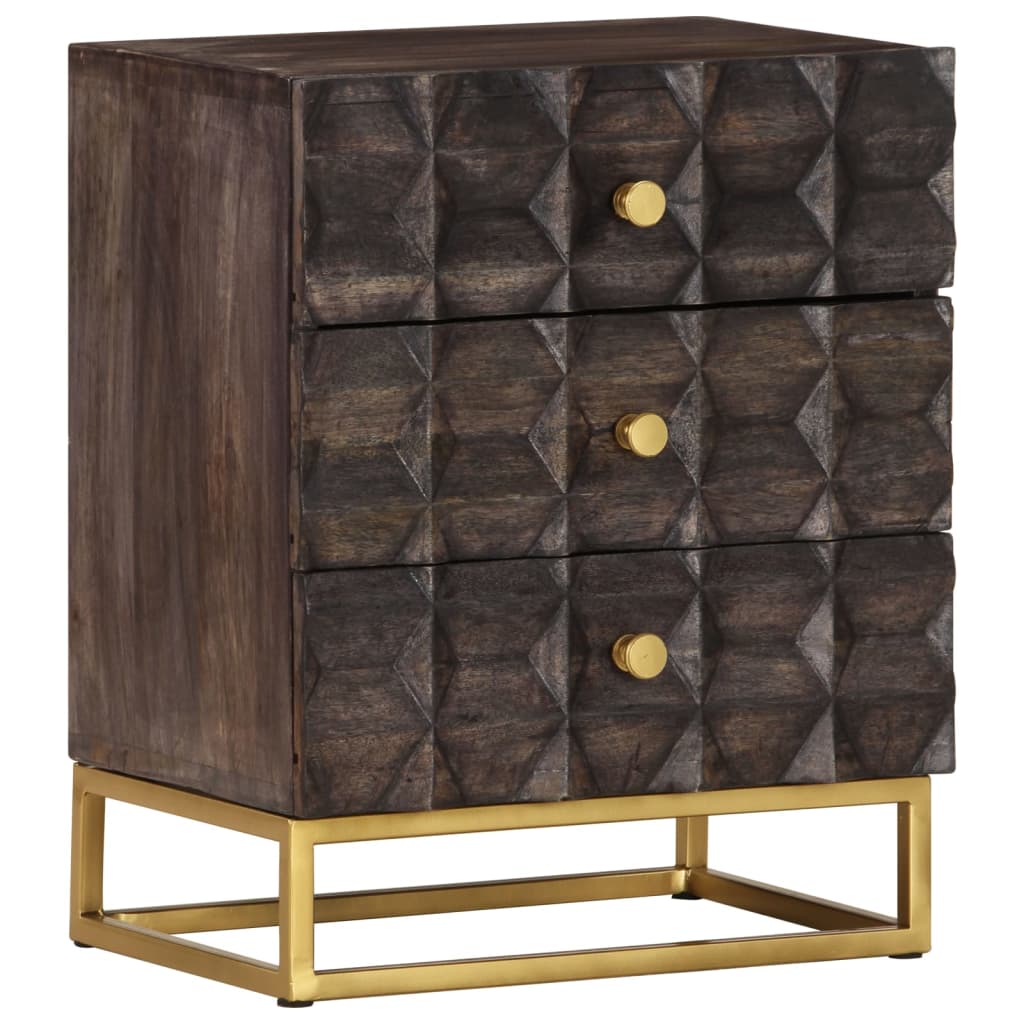 Bed Cabinet Black Solid Mango Wood