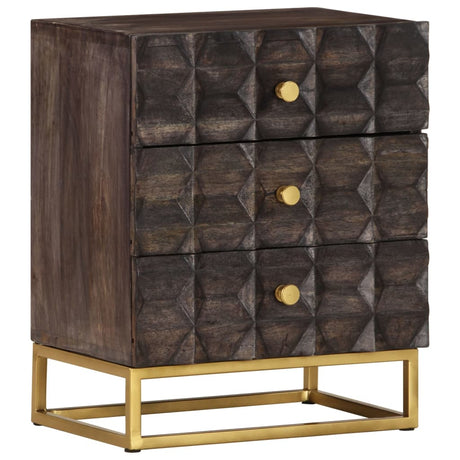 Bed Cabinet Black Solid Mango Wood
