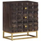 Bed Cabinet Black Solid Mango Wood