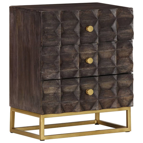 Bed Cabinet Black Solid Mango Wood