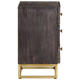 Bed Cabinet Black Solid Mango Wood