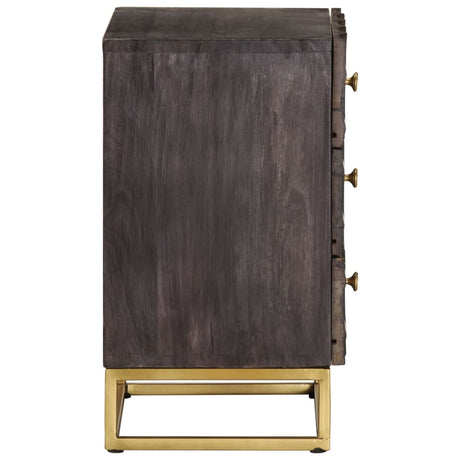 Bed Cabinet Black Solid Mango Wood