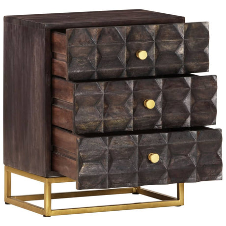Bed Cabinet Black Solid Mango Wood