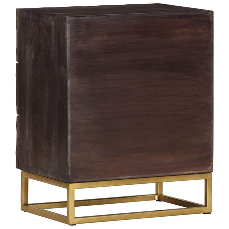 Bed Cabinet Black Solid Mango Wood