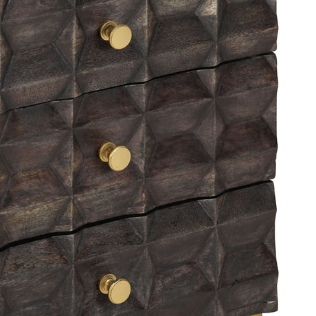 Bed Cabinet Black Solid Mango Wood