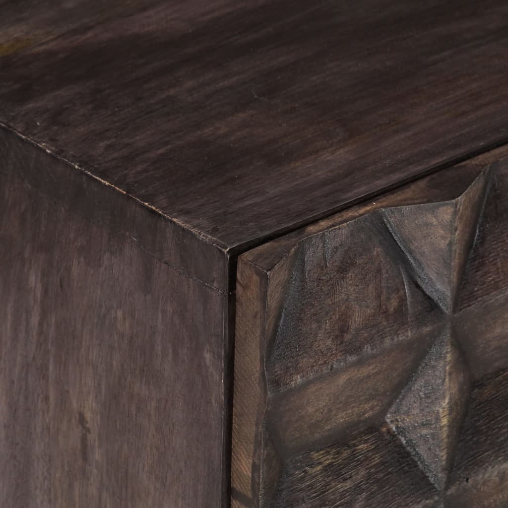 Bed Cabinet Black Solid Mango Wood