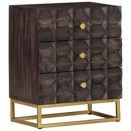 Bed Cabinet Black Solid Mango Wood
