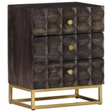 Bed Cabinet Black Solid Mango Wood