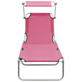 Folding Sun Lounger With Canopy Steel Magento
