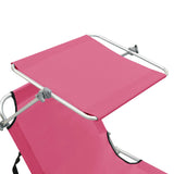 Folding Sun Lounger With Canopy Steel Magento