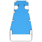 Folding Sun Lounger With Head Cushion Steel Turqoise Blue