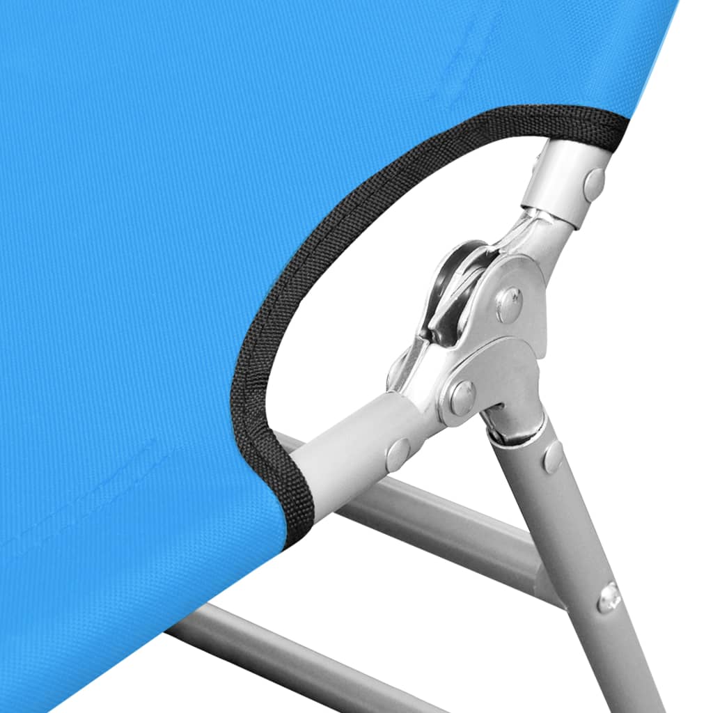 Folding Sun Lounger With Head Cushion Steel Turqoise Blue