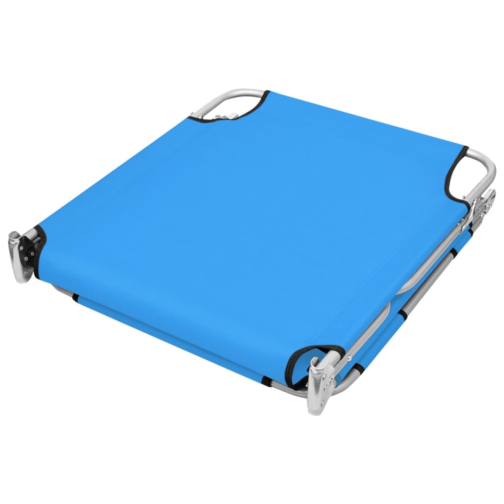 Folding Sun Lounger With Head Cushion Steel Turqoise Blue
