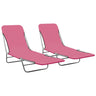 Folding Sun Loungers 2 Pcs Steel And Fabric