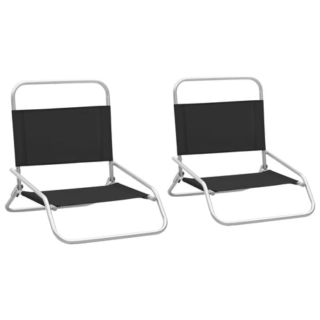 Folding Beach Chairs 2 Pcs Fabric