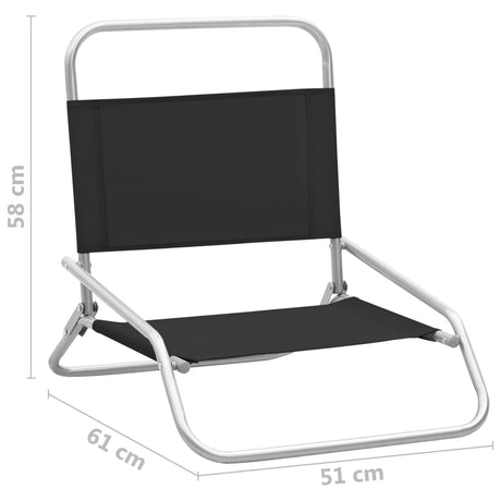 Folding Beach Chairs 2 Pcs Fabric