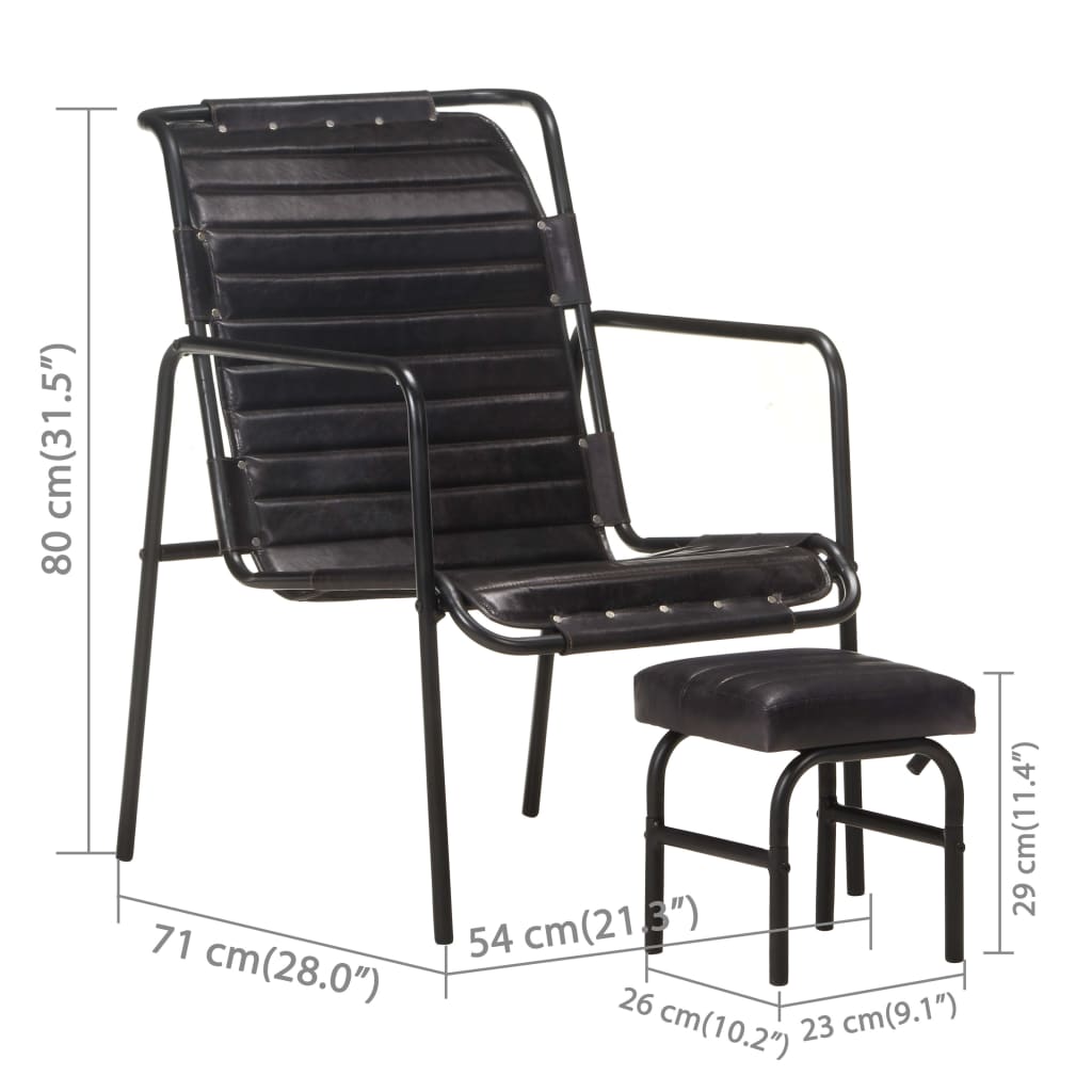 Relaxing Armchair With A Footrest Real Leather
