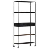 Book Cabinet 80X35X1 Rough Mango Wood & Iron