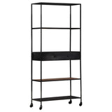 Book Cabinet 80X35X1 Rough Mango Wood & Iron