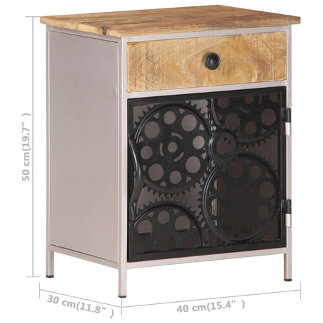 Bedside Cabinet 40X30X50 Cm Rough Mango Wood