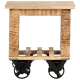 Side Table With Wheels 40X40X42 Cm Rough Mango Wood