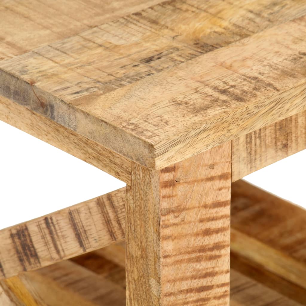 Side Table With Wheels 40X40X42 Cm Rough Mango Wood
