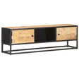 Tv Cabinet With Carved Door 130X30X40 Cm Rough Mango Wood