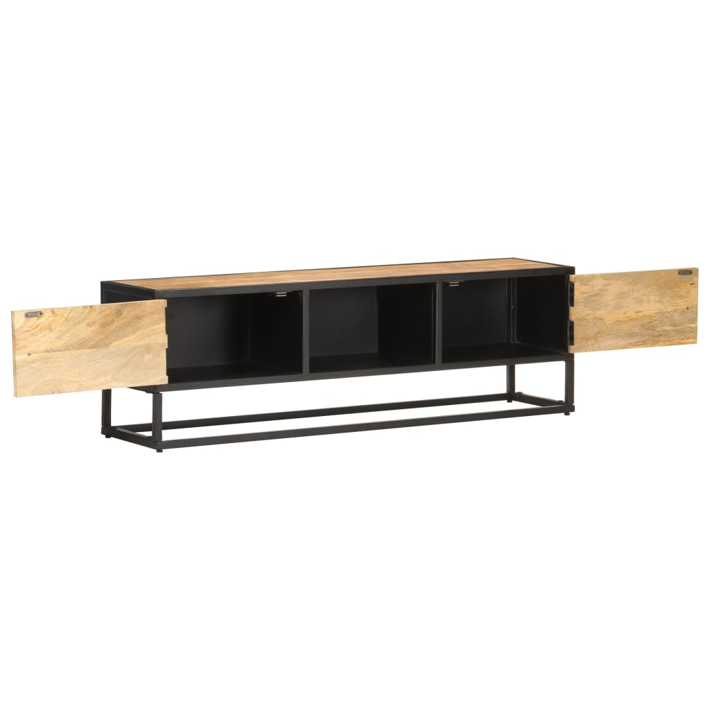 Tv Cabinet With Carved Door 130X30X40 Cm Rough Mango Wood