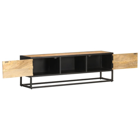 Tv Cabinet With Carved Door 130X30X40 Cm Rough Mango Wood