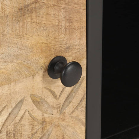 Tv Cabinet With Carved Door 130X30X40 Cm Rough Mango Wood