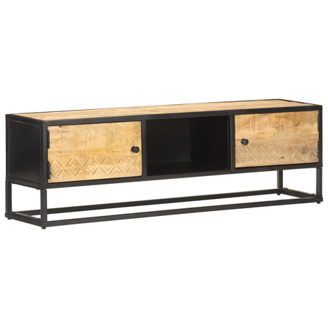 Tv Cabinet With Carved Door 130X30X40 Cm Rough Mango Wood