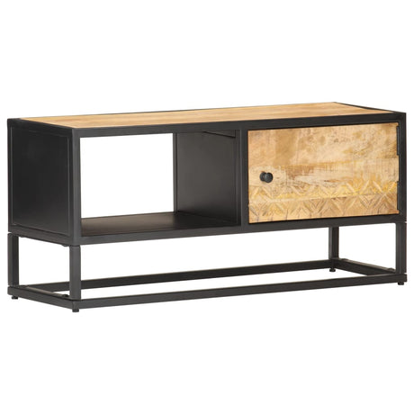 Tv Cabinet With Carved Door 130X30X40 Cm Rough Mango Wood