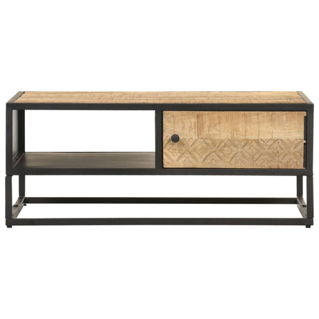 Coffee Table With Carved Door 90X55X36 Cm Rough Mango Wood